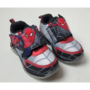 Marvel Spider-Man Toddler Boys Light Up Sneakers Red Black Grey Size 8